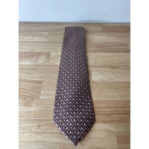 Emile Trahan Silk Tie Vintage Cow Pattern Animal Print Made in France Red/Gray